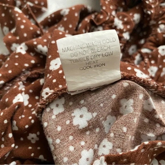 PacSun Cropped Brown Billowy Sleeve Floral Print Top - Picture 9 of 10